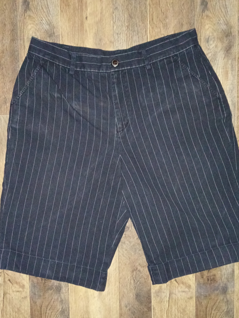 Men's Pinstripe Casual Shorts - Black